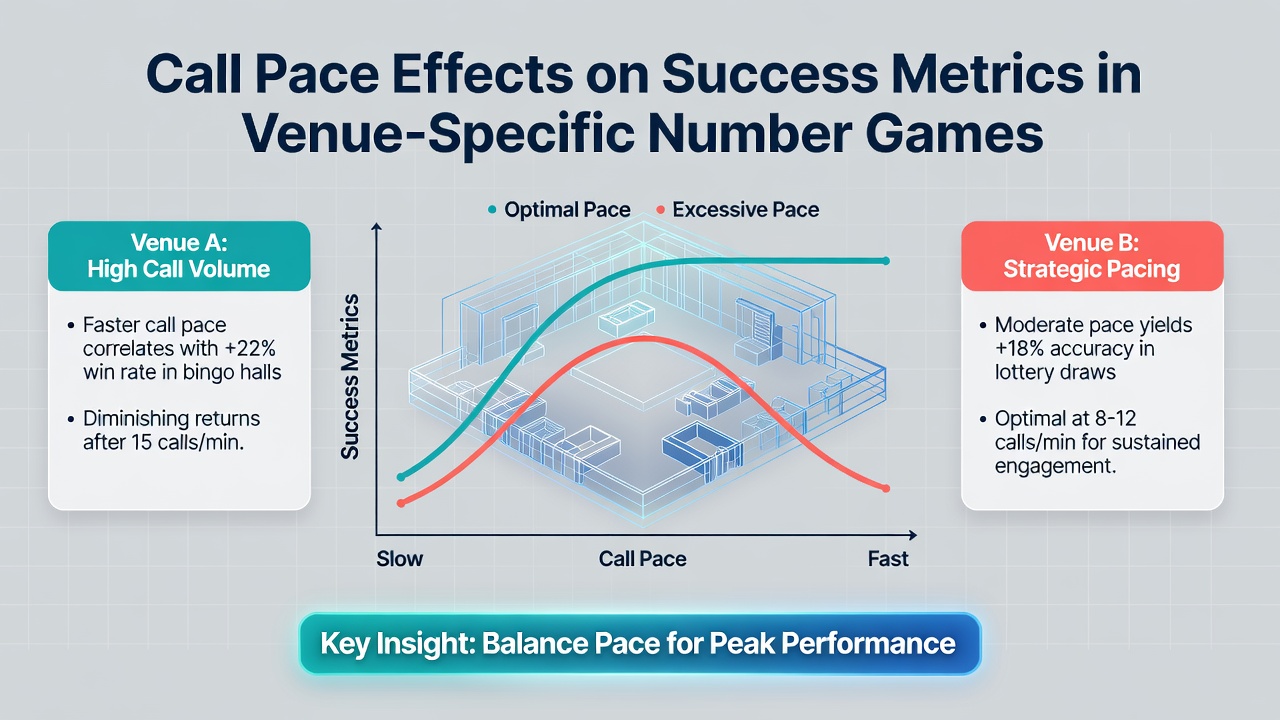 Illustration showing number call pacing in a venue setting with players tracking results on cards