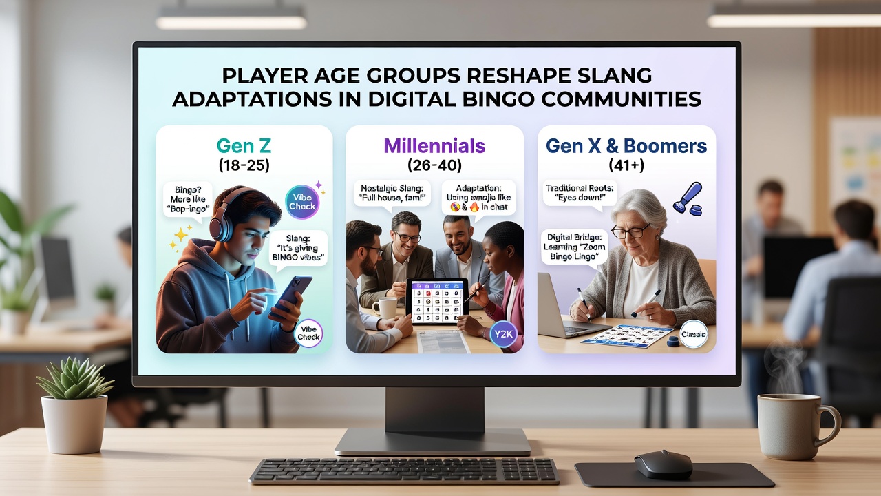 Chat logs from digital bingo platforms displaying varied slang usage across age groups
