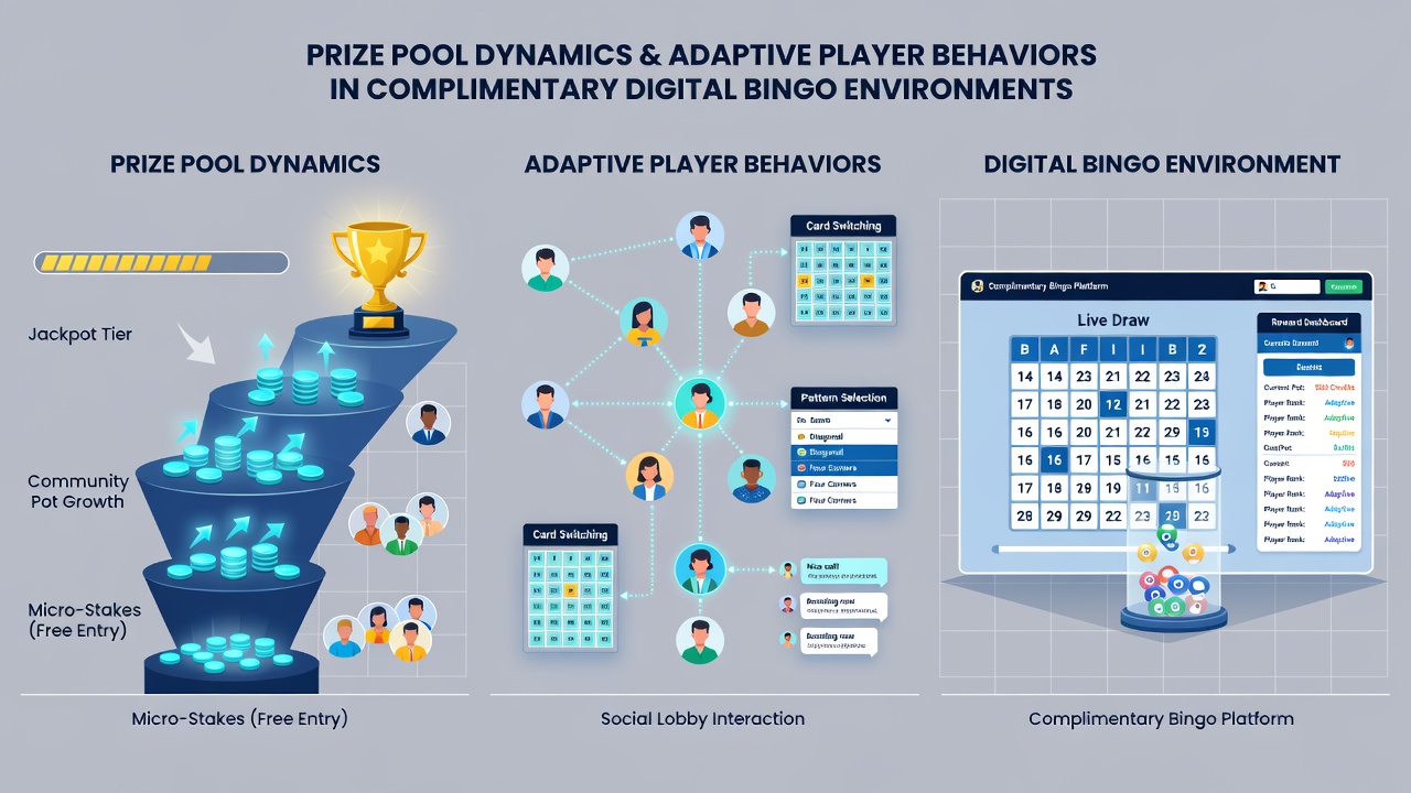 Players adapting strategies across multiple digital bingo rooms with visible pool size comparisons