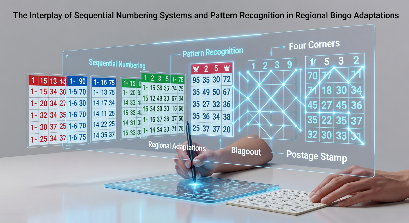 Bingo cards displaying sequential numbering grids from different regional formats